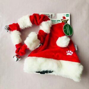 Outward hound Holiday Hatz & Bell Collar 2 PK Christmas Red /White